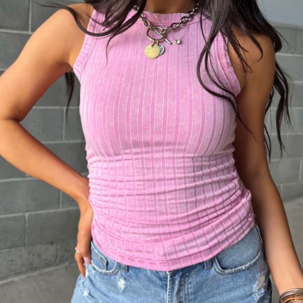 🟠NWT ZENANA Ribbed Washed Tank in Candy Pink